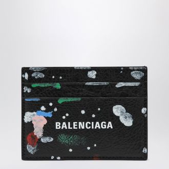Balenciaga Cash leather card holder with painters print