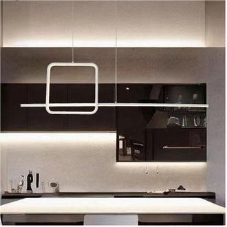 Trade Shop Trade Shop - Lampadario A Sospensione Led 48w Design Quadrato Linea Moderno Bianco Ip20 Lampada 01172