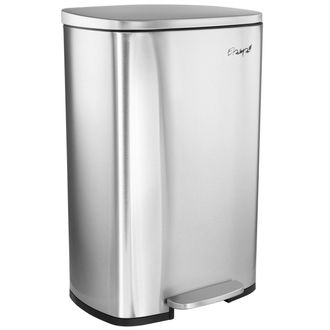 Elama 50 Liter/13 Gallon Rectangular Stainless Steel Step Trash Bin with Slow Close Mechanism
