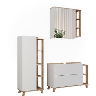 Vicco Conjunto De Muebles De Ba&ntilde;o Karen, Sonoma/blanco, 3 Partes