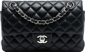 Chanel Pre-owned Womens Small Classic Lambskin Double Flap - Black Leather - One Size