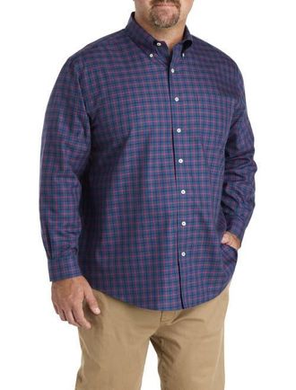 Brooks Brothers Big & Tall Non-Iron Windowpane Sport Shirt in Blue Red at Nordstrom, Size Xx-Large