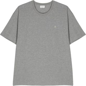 Saint Laurent T-Shirts, male, Gray, Size: XS Cassandre T-Shirt in Piqu&eacute;