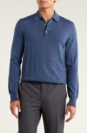 Brooks Brothers Swift Merino Wool Long Sleeve Polo in Denim at Nordstrom Rack, Size Xx-Large