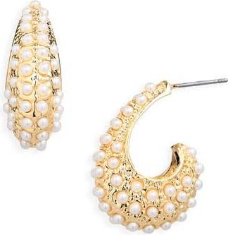 Cara Swirl Faux Pearl Earrings in Gold/Ivory at Nordstrom Rack