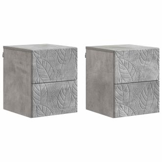 vidaXL Mesita De Noche De Pared 2 Pcs Gris Hormig&oacute;n 34,5 X 33 X 40 Cm Vidaxl