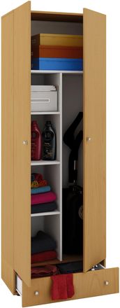 ebuy24 Vcm Gabinete De Escoba De Madera 6 Compartimentos Dimensiones:. An. 70 X Al. 196 X T. 40 Cm Gabinete Para El Hogar Armario Multiusos Caj&oacute;n Extra - Van