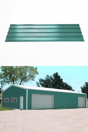 Living and Home Set of 24 Steel Corrugated Panels in Green
