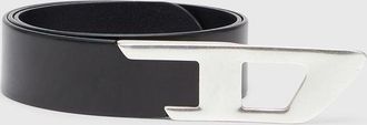 Diesel 4 cm leather belt with metal D buckle - Belts - Unisex - Black