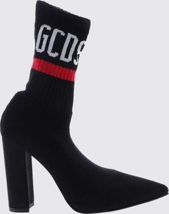 GCDS Stivali alti in maglia con tacco alto e logo jacquard