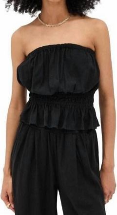 Stateside Linen Cropped Tube Top In Black