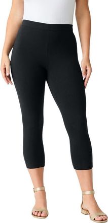 Roaman's Plus Size Essential Stretch Capri Legging in Black at Nordstrom, Size 28