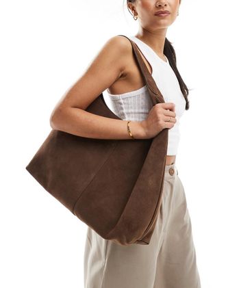 & Other Stories Maxi borsa in pelle scamosciata marrone