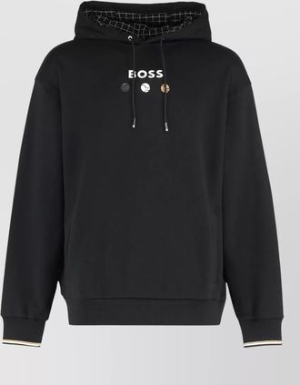 HUGO BOSS terry cotton hooded sweatshirt tennis print