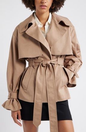 Open Edit Exaggerated Crop Trench Coat in Tan Portabella at Nordstrom Rack, Size X-Small