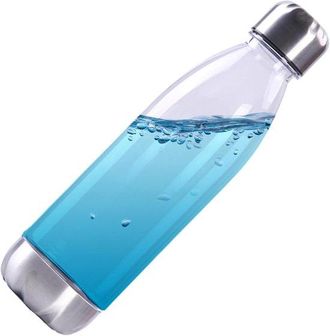 OEM Botella De Agua Transparente - Pl&aacute;stico Irrompible - Tapa De Acero Inoxidable
