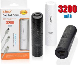 Trade Shop Trade Shop - Bater&iacute;a Externa Port&aacute;til Recargable De Banco De Energ&iacute;a 3200mah Con 3in1 Ts-3200 + Cable
