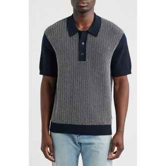 Wax London Turin Stripe Polo in Navy at Nordstrom, Size Xx-Large