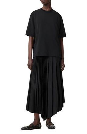 AllSaints Jax Short Sleeve Top & Pleated Sleeveless Dress in Black at Nordstrom Rack, Size Medium