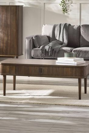 Julian Bowen Arya Rectangular Coffee Table with Sliding Door Storage in Dark Brown