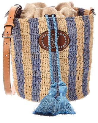 Valentino Vlogo Signature Small Raffia Bucket Bag