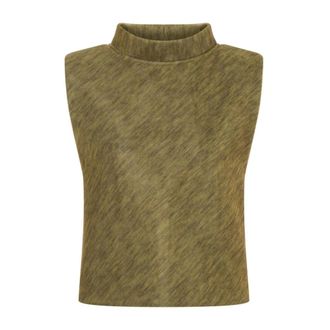 Philosophy di Lorenzo Serafini Tops, Dames, Groen, M, Polyester, Mouwloze Mock-Neck Top