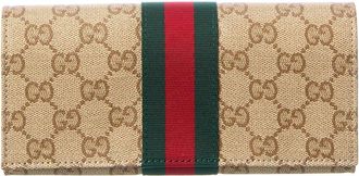 Gucci Long Gg Canvas & Leather Continental Wallet