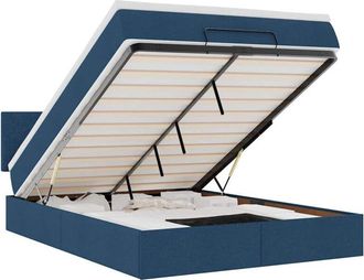 vidaXL Cama Otomana Con Colch&oacute;n Tela Azul 140x190 Cm Vidaxl