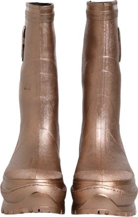 Dolce & Gabbana Metallic Gold Pull On Rain Boots Mens Shoes (Pre-Owned)