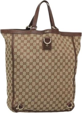 Gucci Pre-owned Canvas gucci-bags - Dames - Vintage Shopper - Beige - ONE Size - Leer - Vintage
