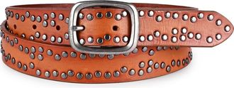 OLD TREND Westland Genuine Leather Desert Inspired Studded Belt in Camel at Nordstrom, Size Medium