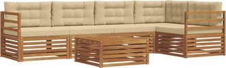 vidaXL Conjunto De Sof&aacute;s De Exterior 6 Uds. Natural Y Beige Vidaxl
