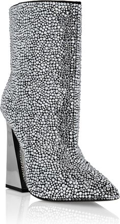 Philipp Plein Leather Boots High Heels Mid Stones