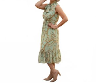 Ralph Lauren Chain Print Midi Dress In Mint