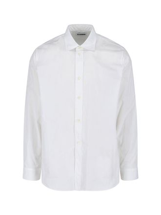 Jil Sander White Minimalist Pointed Collar Cotton Shirt