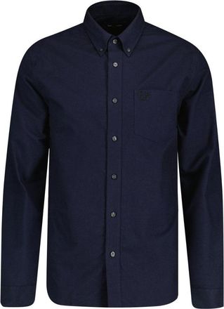 Fred Perry Heren Oxford overhemd met lange mouwen en merkzakken (Franse marine)