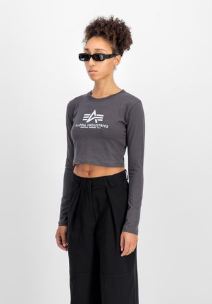Alpha Industries Sweater ALPHA INDUSTRIES Basic Cropped Longsleeve W, Damen, Gr. XS, grau (vintage grau), Obermaterial: 95% Baumwolle, 5% Elastan, slim fit, Sweatshirt