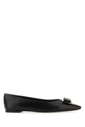 Ferragamo Zwarte Leren Zea Ballerinas