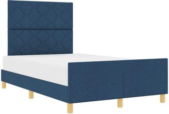 vidaXL Bed Frame with Headboard Blue 120 x 190 cm Fabric vidaXL