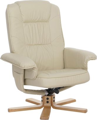 Hhg Hhg - Nunca Usado] Sill&oacute;n Reclinable Sill&oacute;n Tv Sill&oacute;n Sin Taburete M56 Piel Sint&eacute;tica Certificado Mvg, Crema