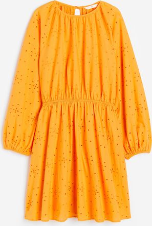 H&M Kleid mit Broderie Anglaise - Orange