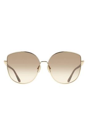 Ferragamo 60mm Gradient Round Sunglasses in Gold/Brown Ochre Gradient at Nordstrom
