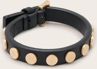 AllSaints Womens Leather Mica Studded Leather Buckle Bracelet, Size: One Size