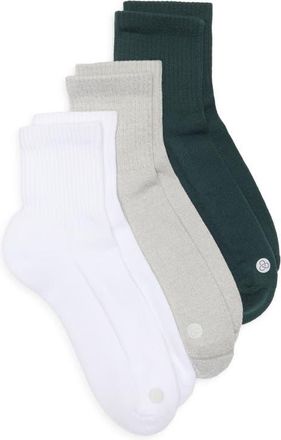 Zella Assorted 3-Pack Half Crew Socks in Green Timber at Nordstrom, Size 6-8.5