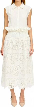 En Saison Boxy Cropped Button Front Top In White