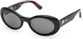 Pucci Dames Zonnebril Zwart Ovaal Glanzend - Dames - Zonnebrillen - Zwart - 53 MM - Accessoires