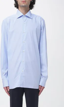 Borrelli Napoli Camicia a righe Luciano in cotone con collo francese