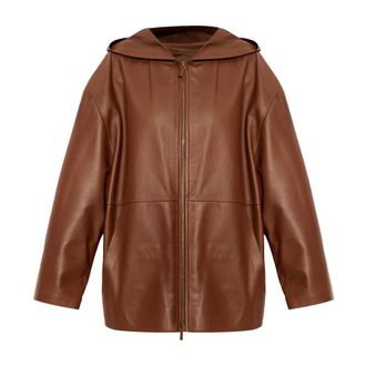 Max Mara Acinoso Leren Jas - Dames - Jassen - Bruin - Maat: XS Leer