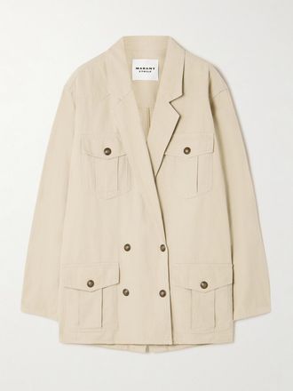 Isabel Marant Giacca Doppiopetto In Twill Di Misto Cotone E Lino Nevala - Neutri
