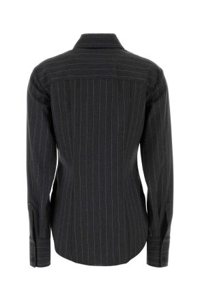 Sportmax Pinstriped Virgin Wool Shirt - Gray